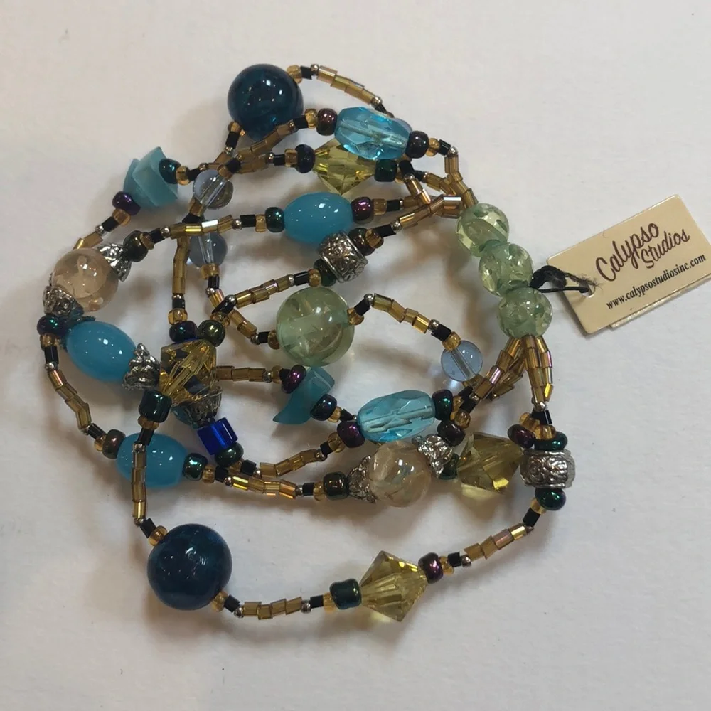 Calypso Studios bracelet beaded multi color 5 strand elastic stretchy Y2K